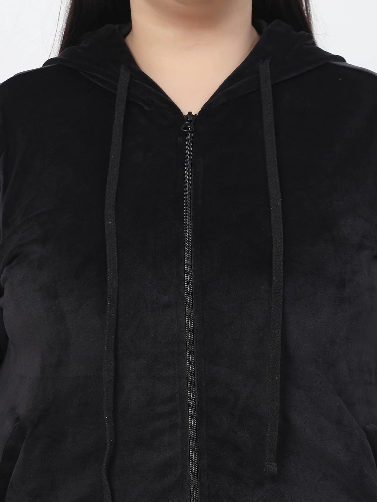 Plus Size Women Hooded Neck Velour Tracksuit - Image 6