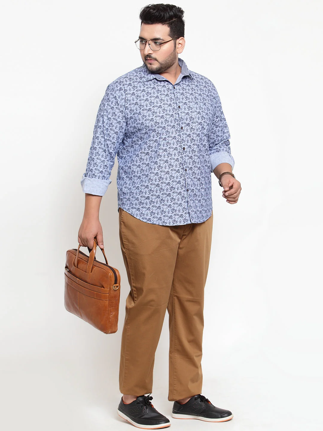 Plus Size Khaki Men's cotton Trouser with back cut pocket - Image 3