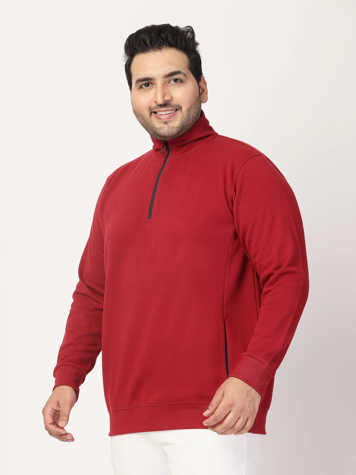 Plus Size Maroon Typography Cotton Pullover Sweatshirt - Image 3