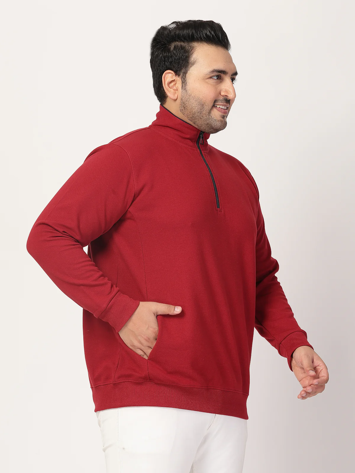 Plus Size Maroon Typography Cotton Pullover Sweatshirt - Image 4