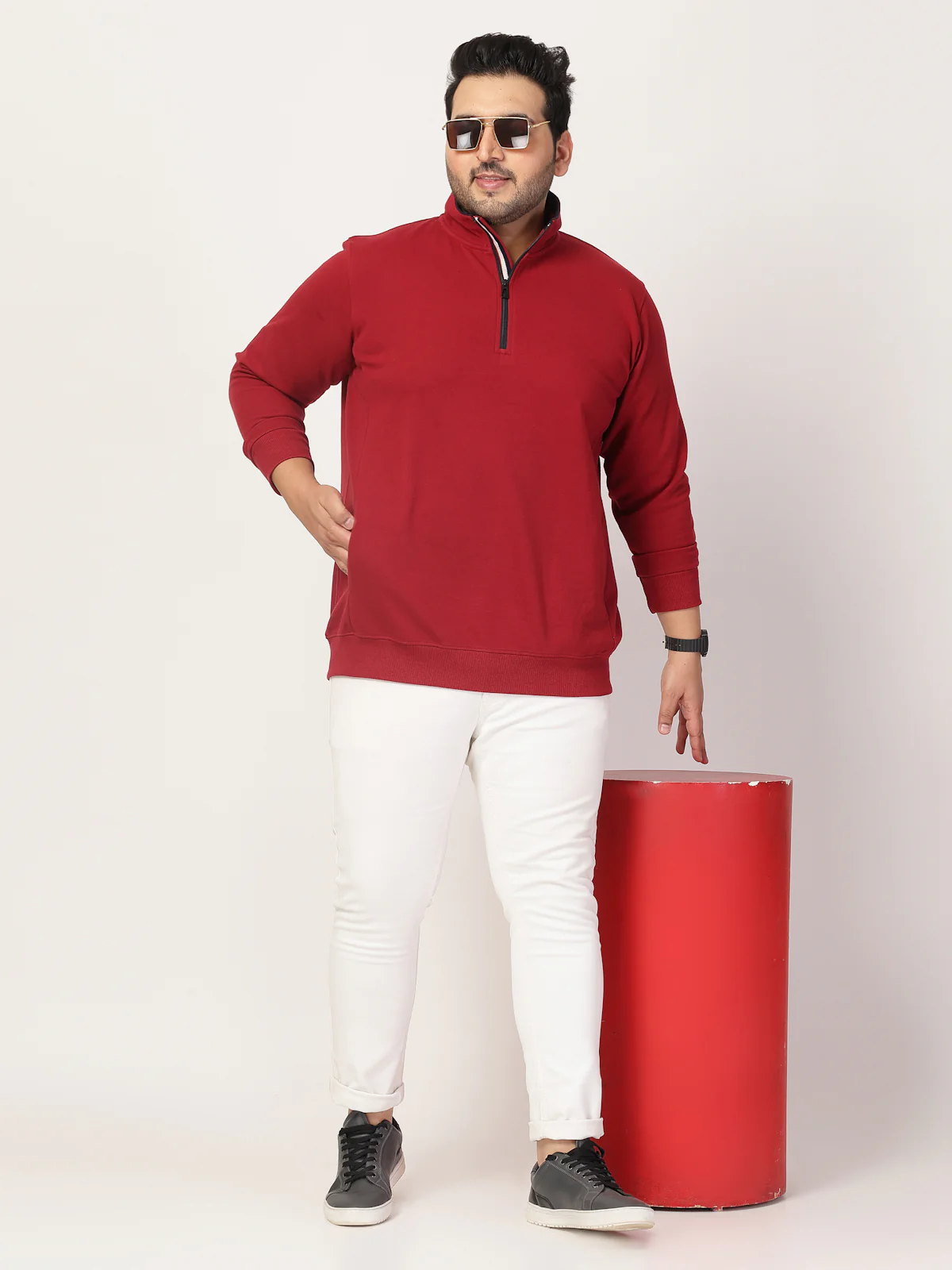 Plus Size Maroon Typography Cotton Pullover Sweatshirt - Image 6