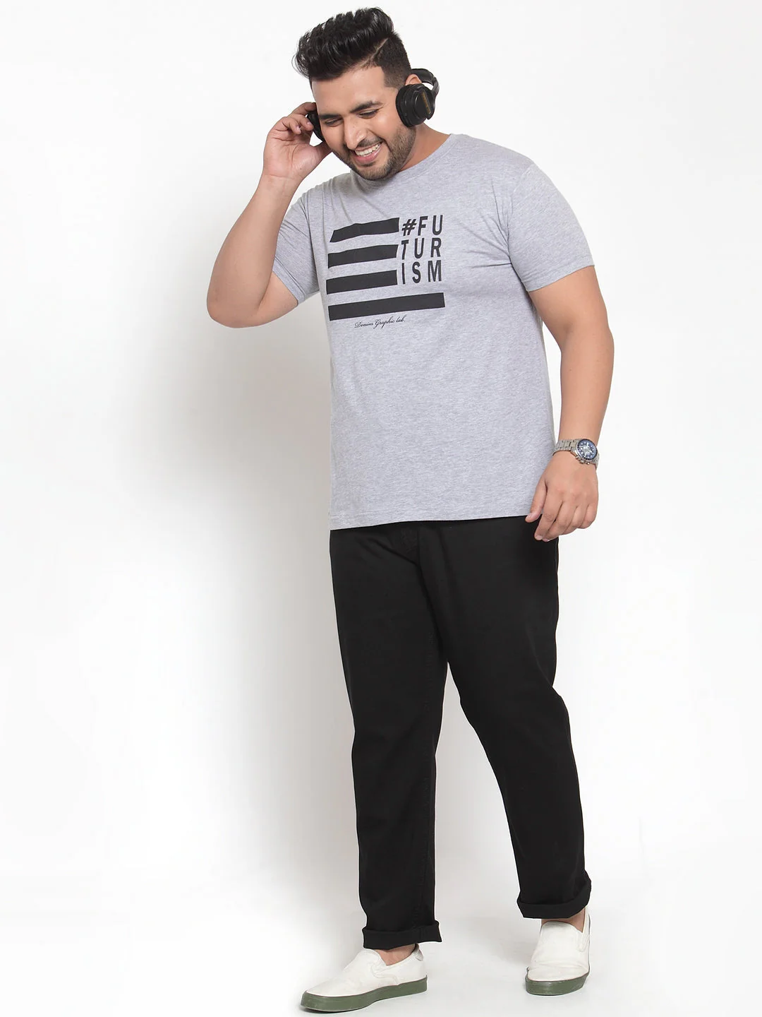 Plus Size Men Black Regular Fit Mid-Rise Clean Look Jeans - Image 3