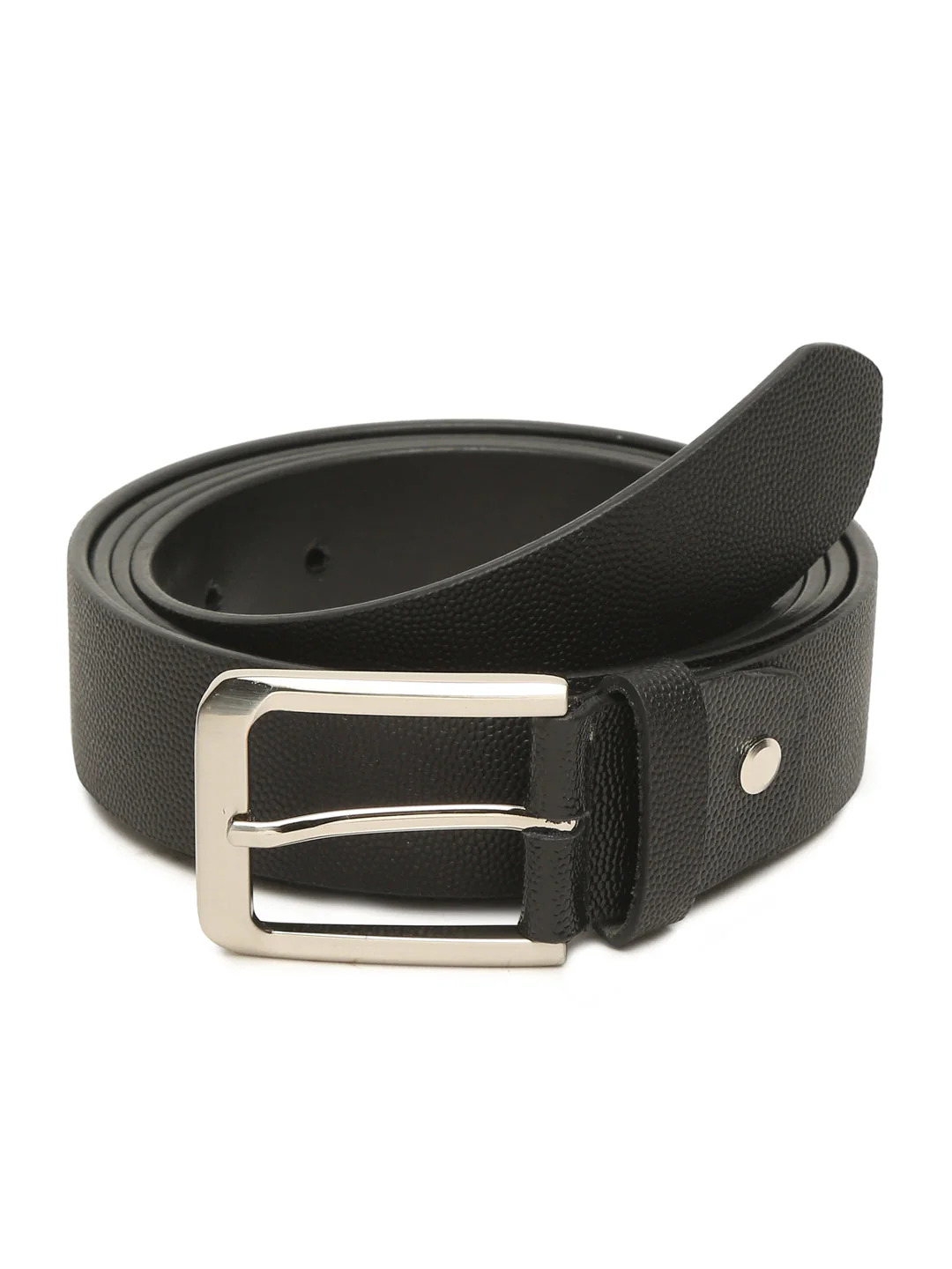 Plus Size Men Black Solid Leather Belt - Image 3