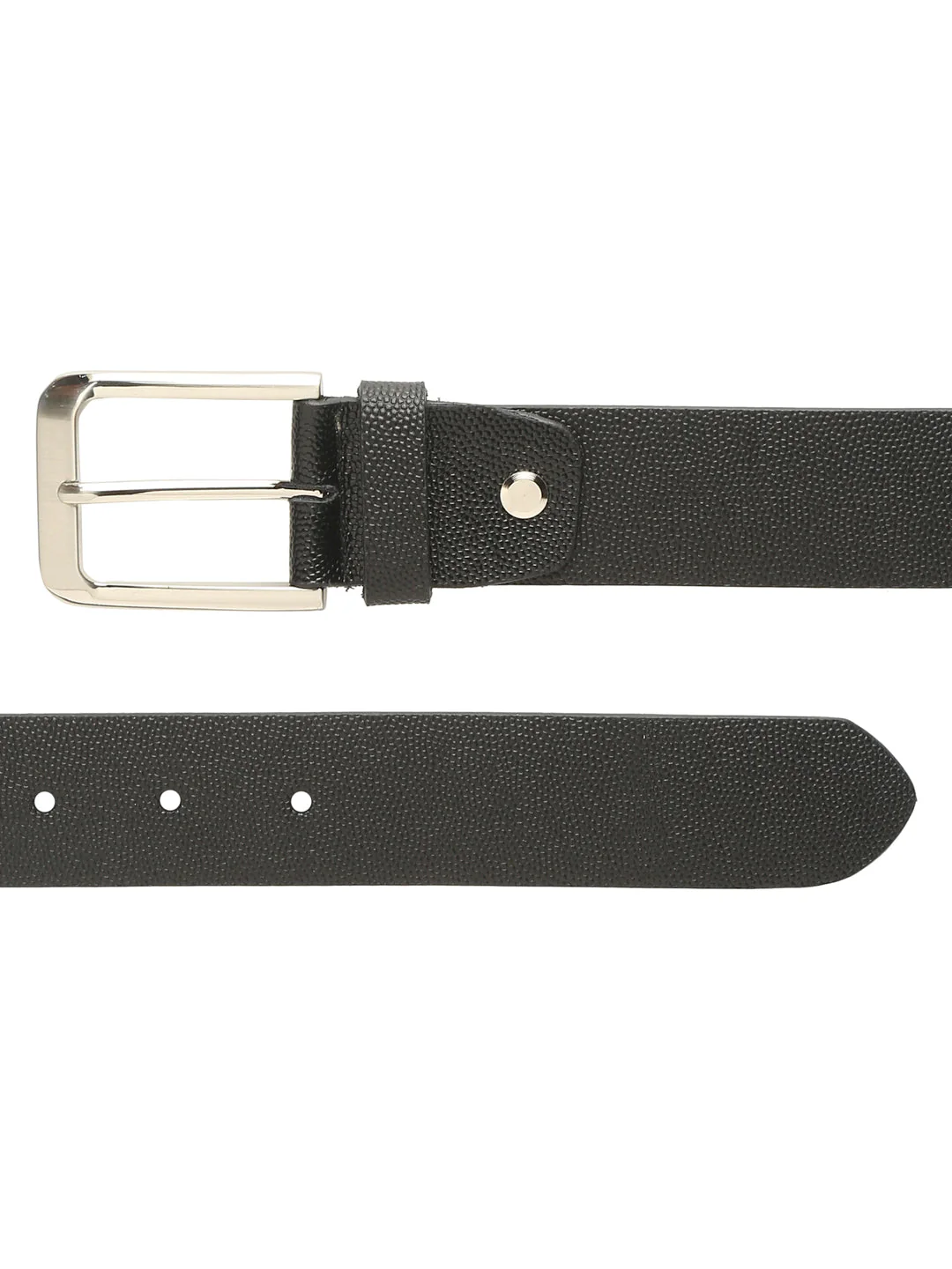 Plus Size Men Black Solid Leather Belt - Image 4