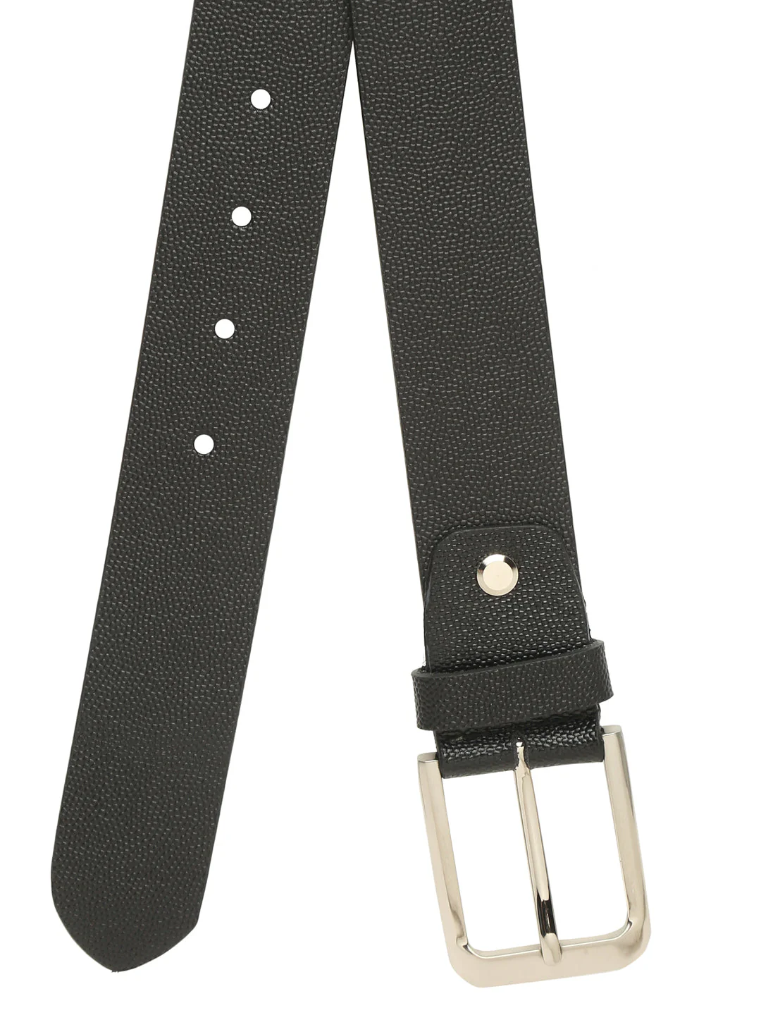 Plus Size Men Black Solid Leather Belt - Image 5