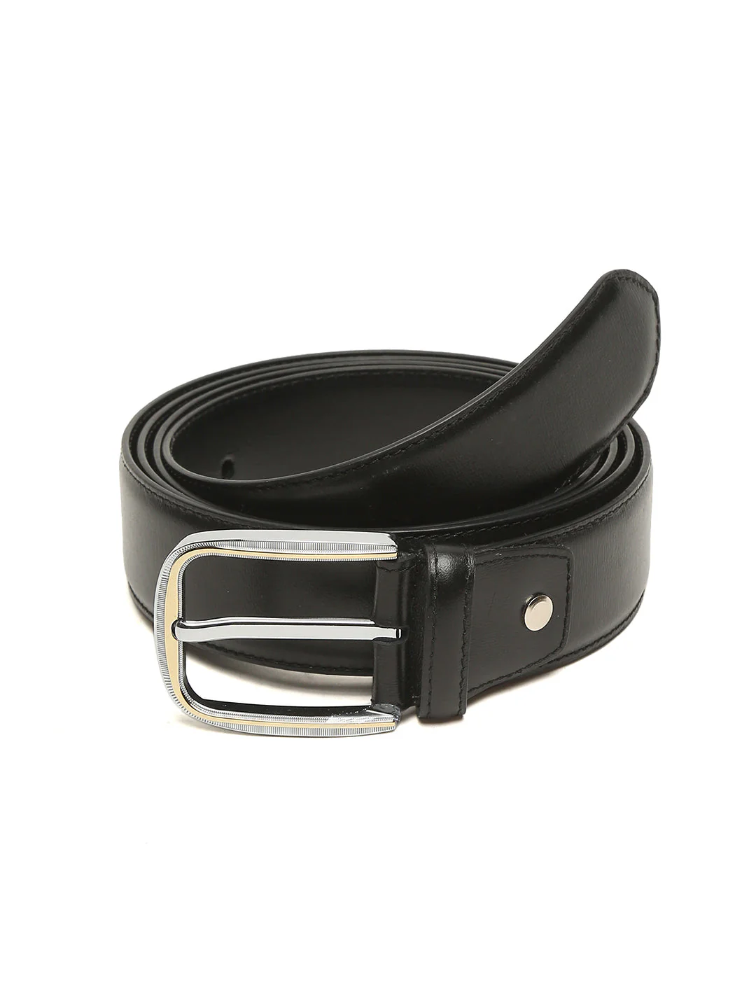 Plus Size Men Black Solid Leather Belt - Image 3