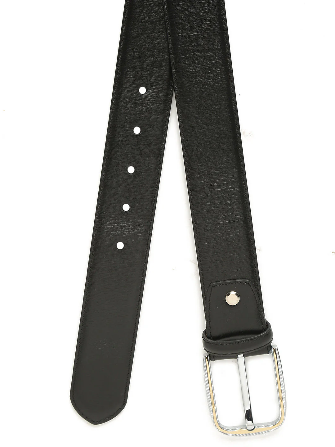 Plus Size Men Black Solid Leather Belt - Image 5
