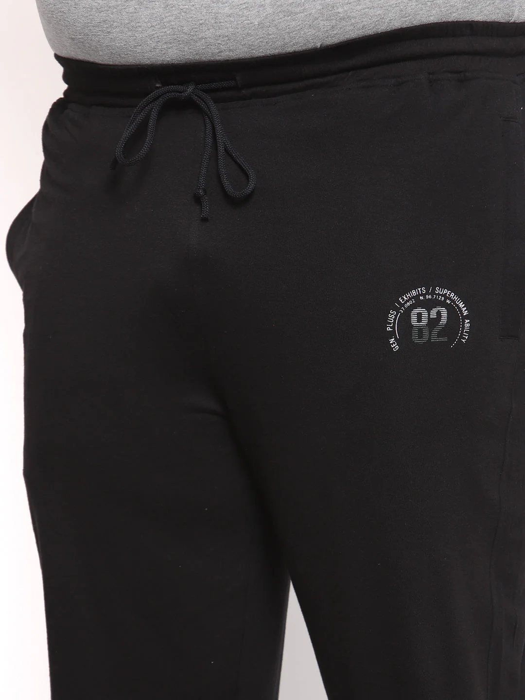 Plus Size Men Black Solid Straight-Fit Track Pants - Image 4