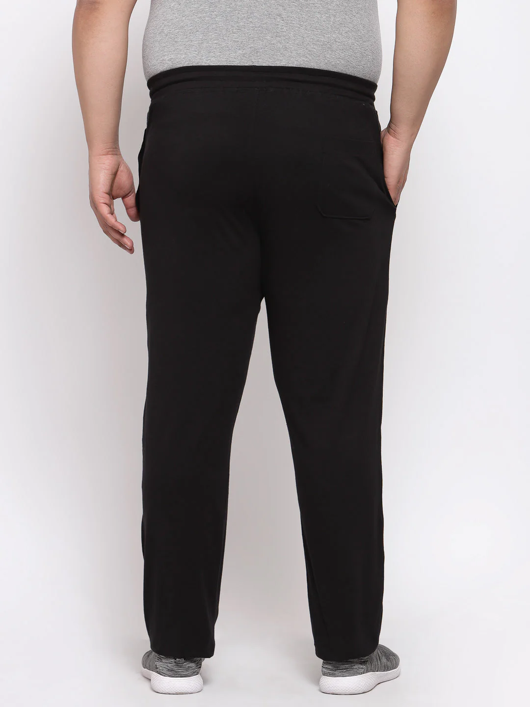 Plus Size Men Black Solid Straight-Fit Track Pants - Image 5