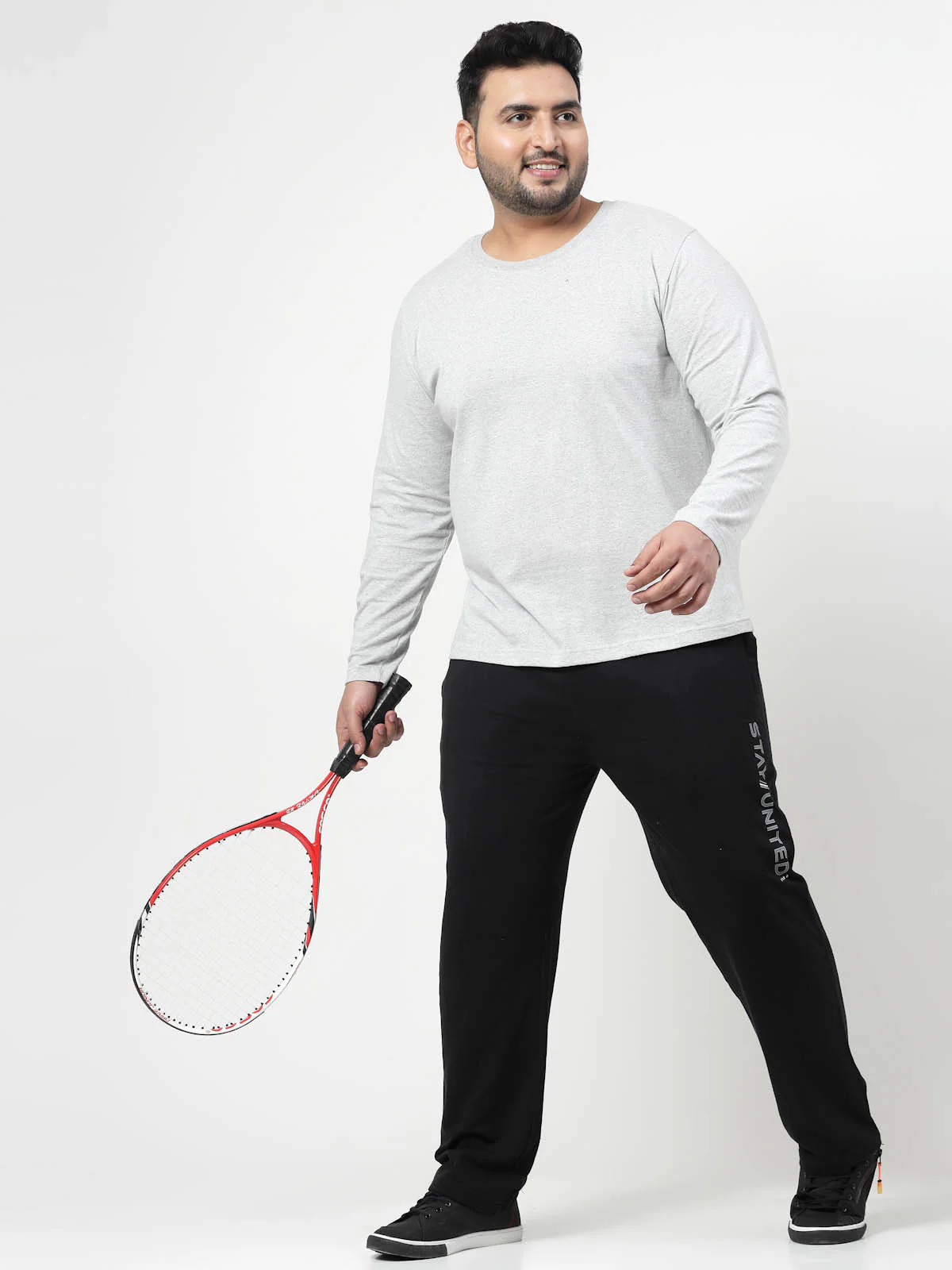 Plus Size Men Black Solid Straight-Fit Track Pants - Image 2