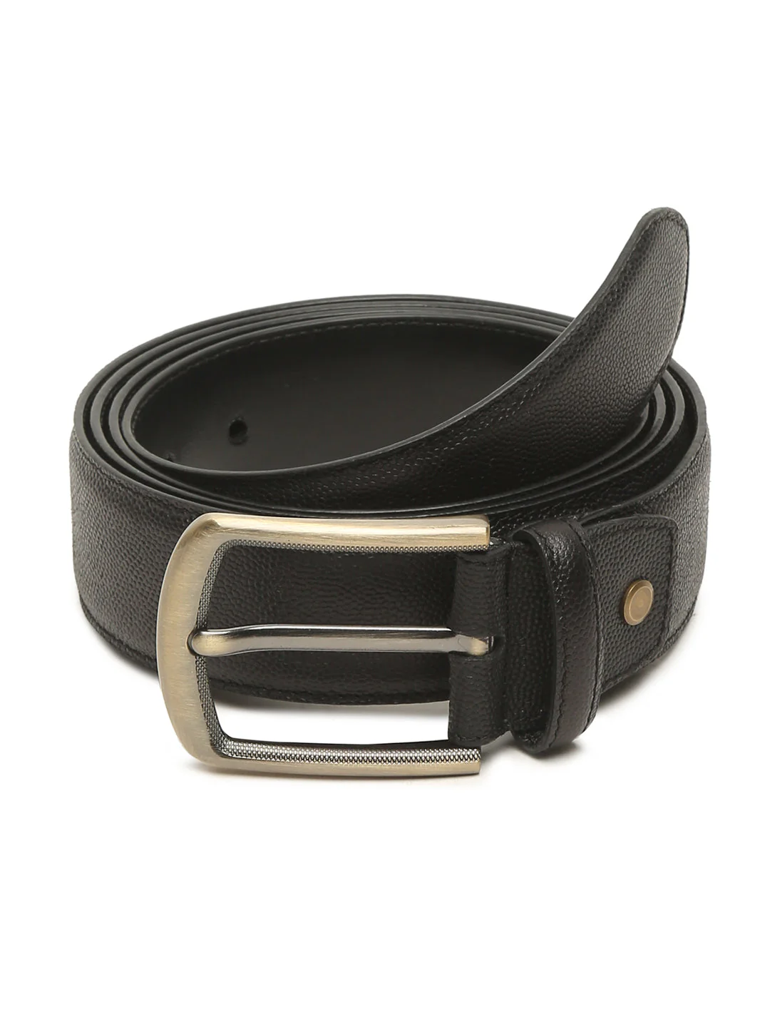 Plus Size Men Black Textured Leather Belt - Image 3