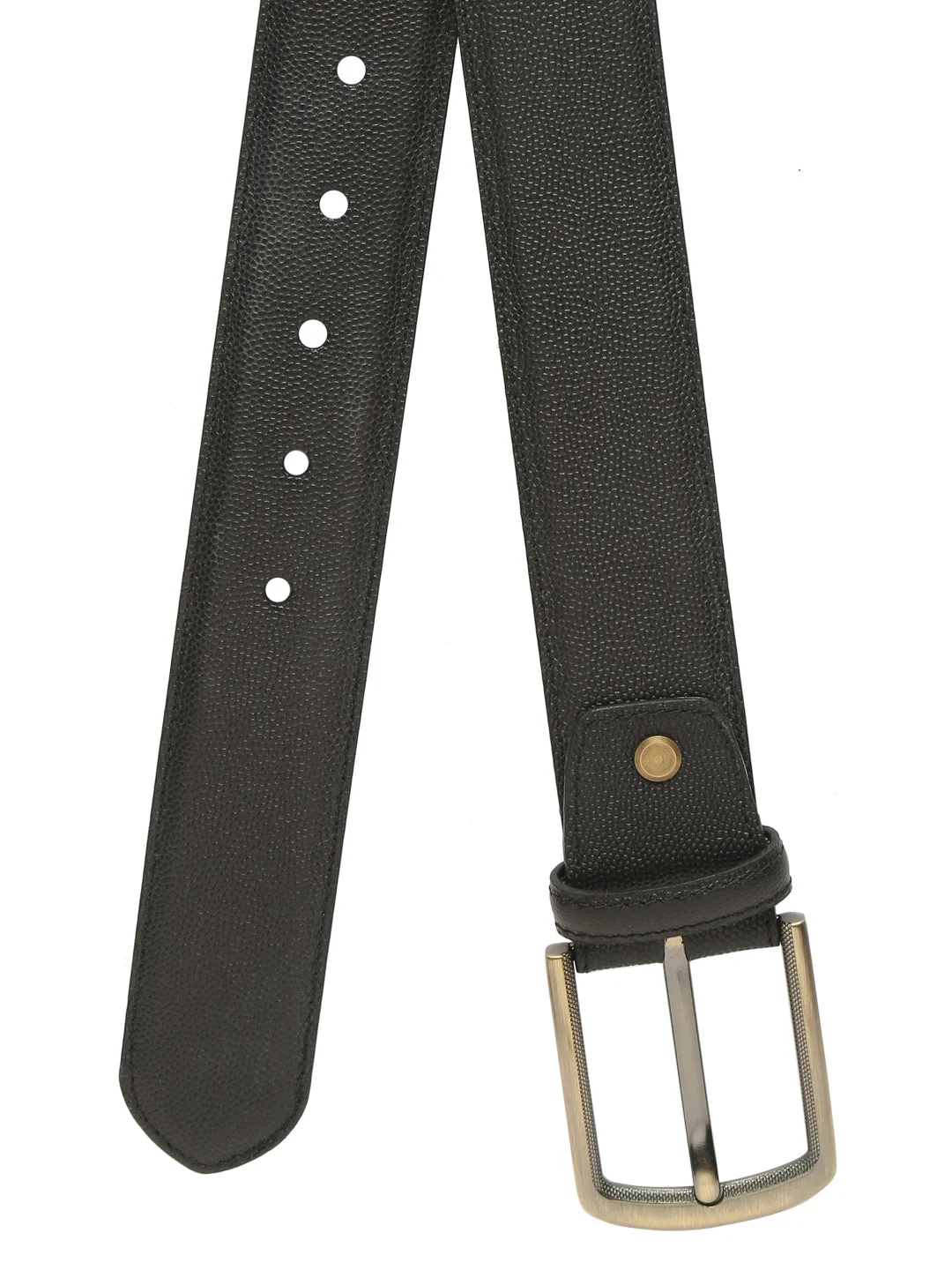 Plus Size Men Black Textured Leather Belt - Image 5