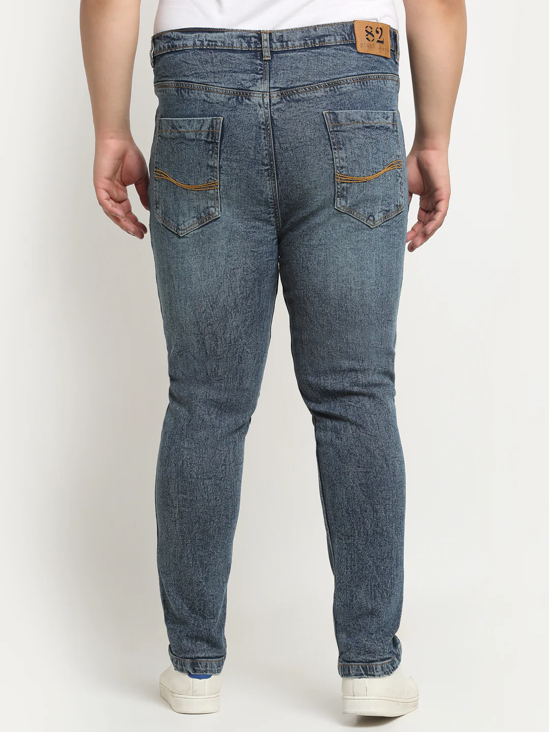 Plus Size Men Blue Comfort Highly Distressed Light Fade Non Stretchable Jeans - Image 5