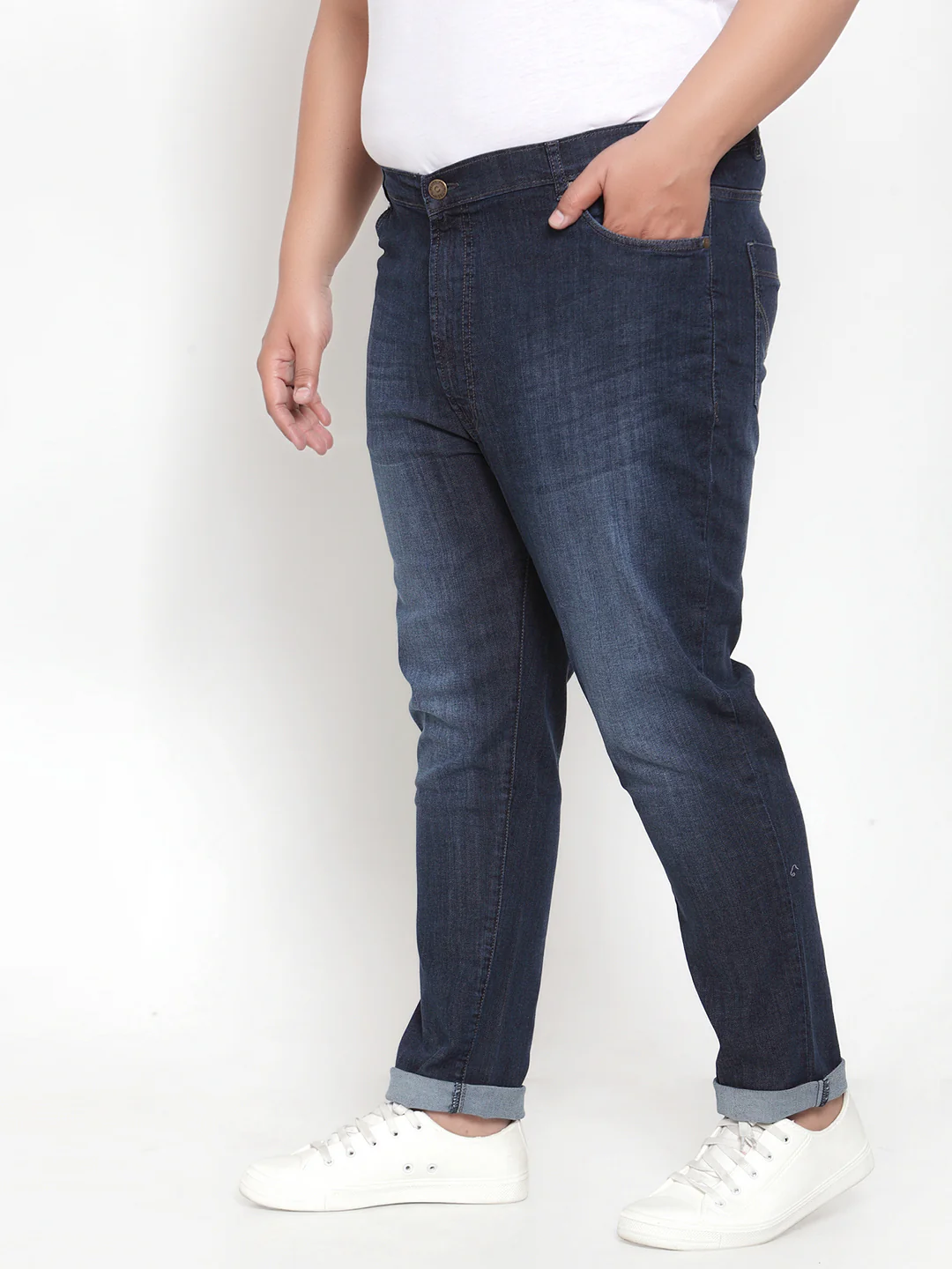 Plus Size Men Blue Regular Fit Mid-Rise Clean Look Jeans - Image 2