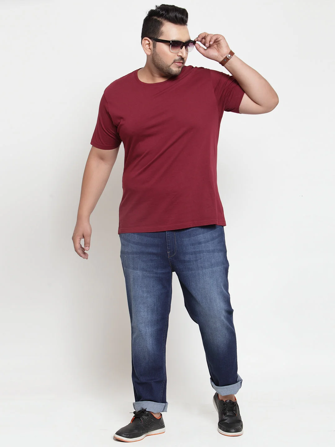 Plus Size Men Blue Regular Fit Mid-Rise Clean Look Jeans - Image 3