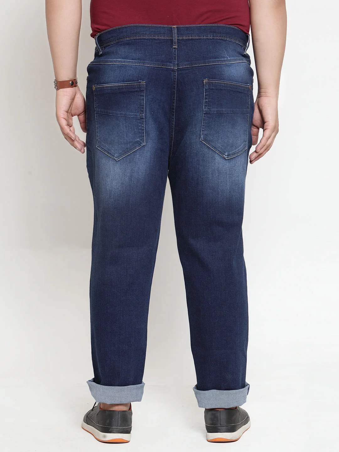 Plus Size Men Blue Regular Fit Mid-Rise Clean Look Jeans - Image 4