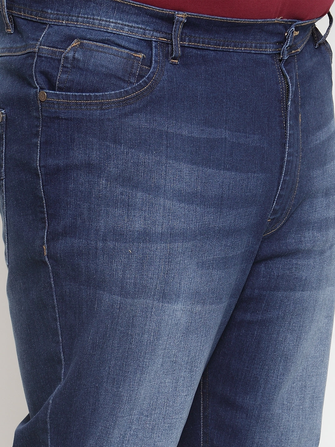 Plus Size Men Blue Regular Fit Mid-Rise Clean Look Jeans - Image 5