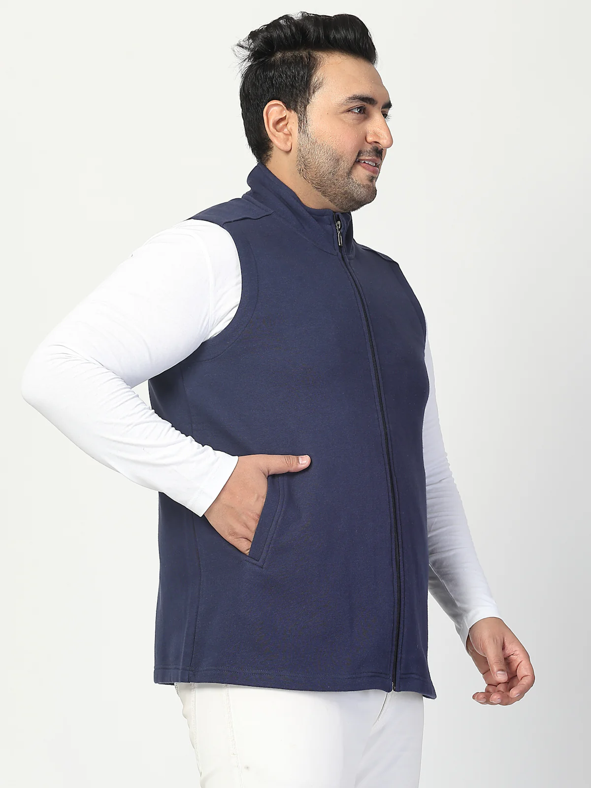 Plus Size Men Fleece Open Front Jacket - Image 2
