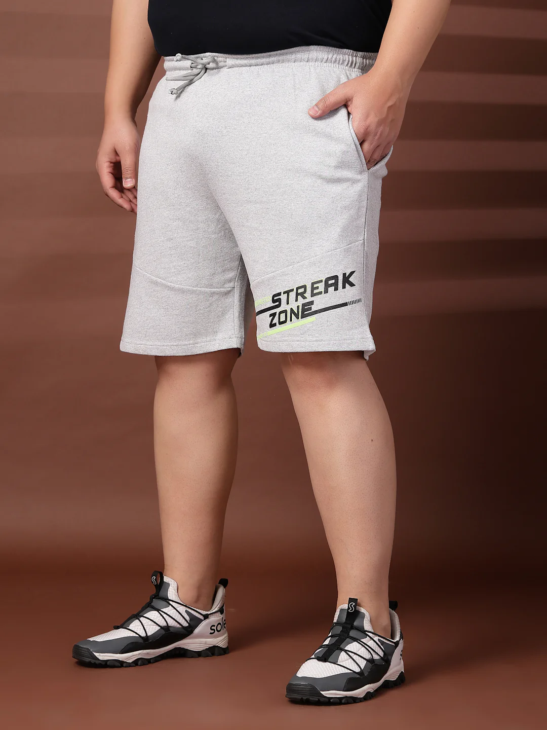 Plus Size Men Grey Regular Fit Shorts - Image 5