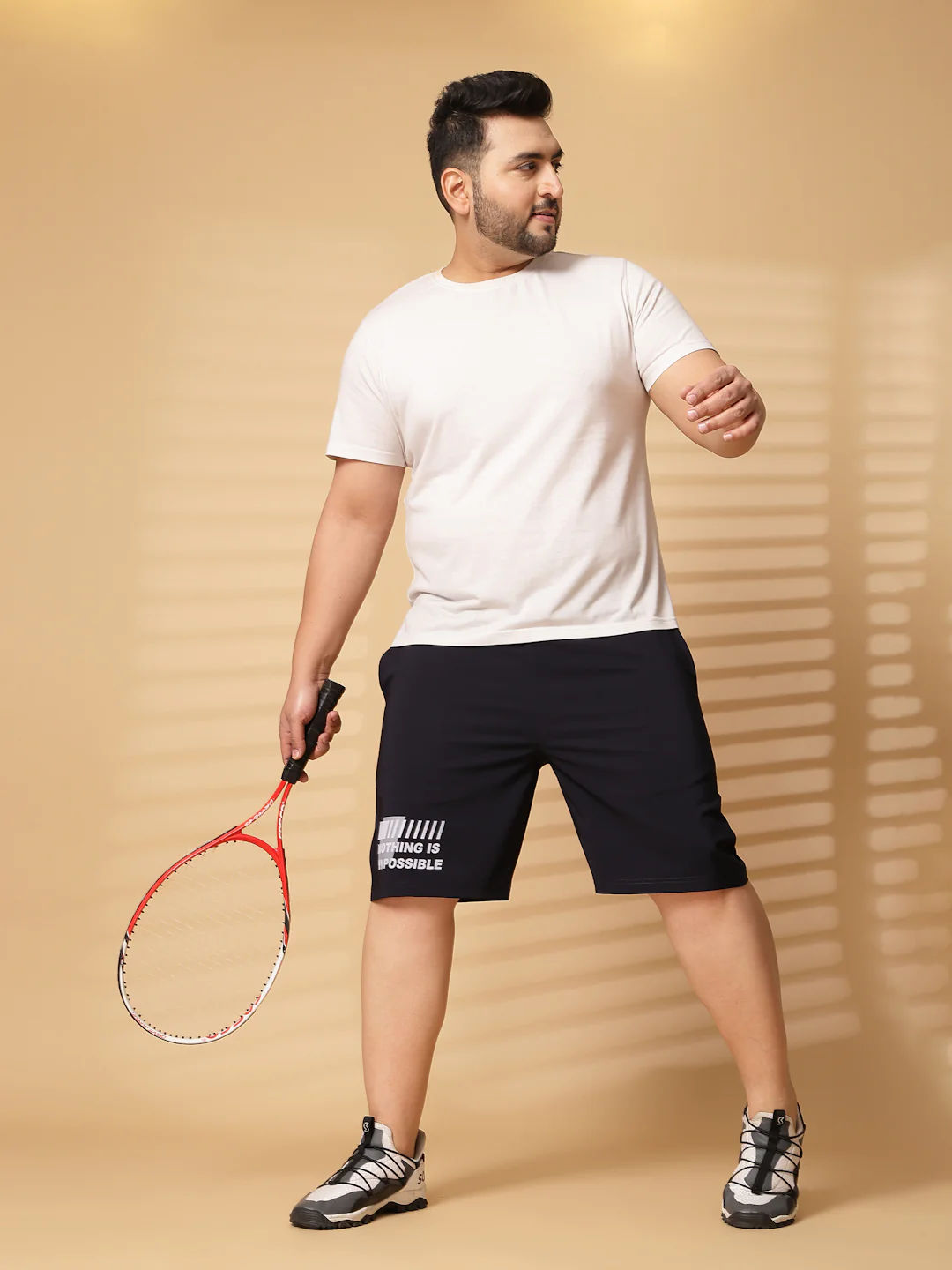 Plus Size Men Navy Blue Mid-Rise Stretchable Shorts - Image 3