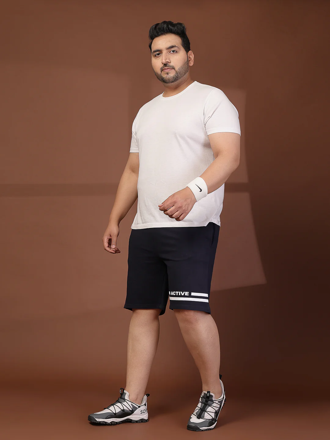 Plus Size Men Navy Blue Solid Regular Fit Regular Shorts - Image 6