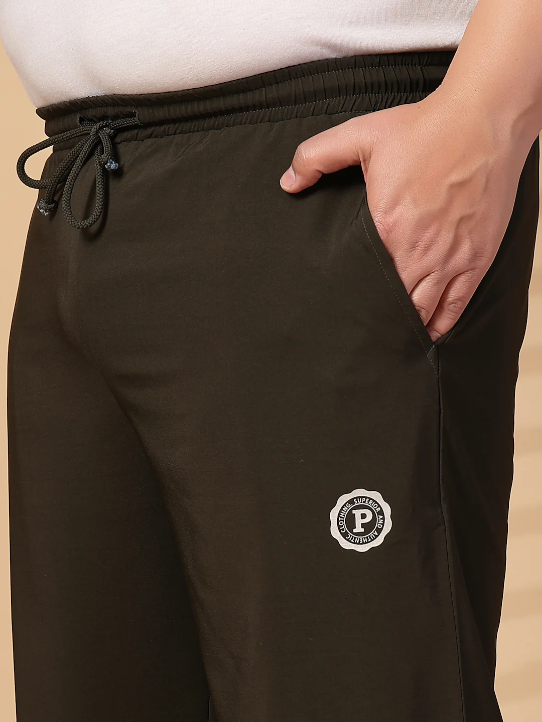 Plus Size Men Olive Green Mid Rise Stretchable Track Pants - Image 6