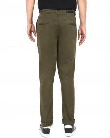 Plus Size Men Olive Green Solid Smart Fit Flat-Front Trousers - Image 2
