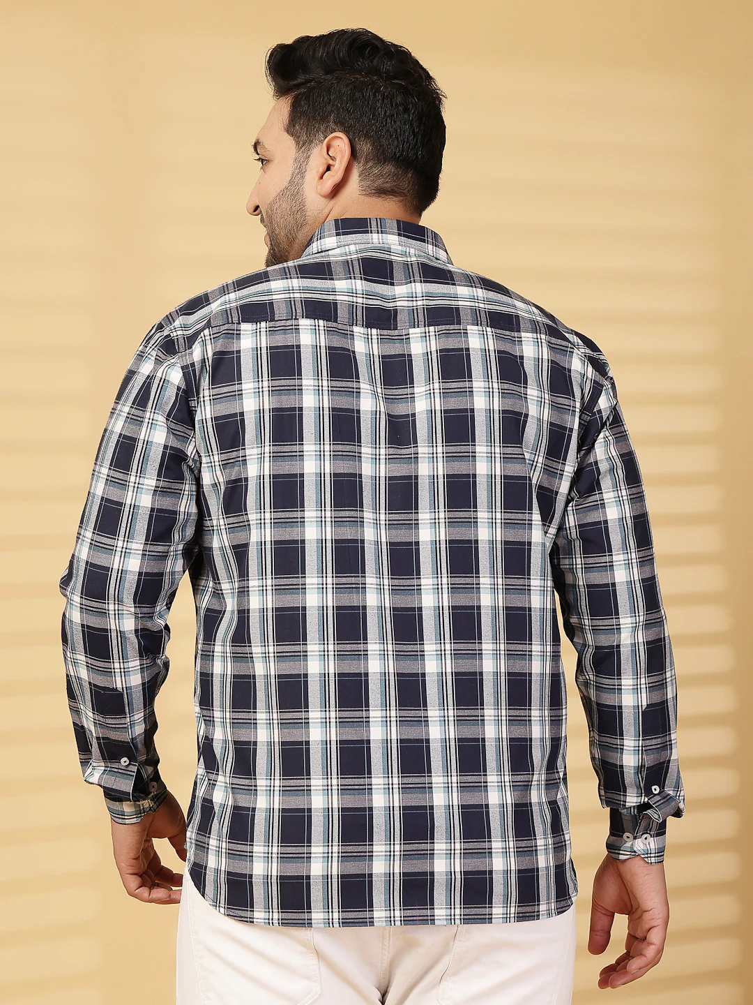 Plus Size Men Opaque Checked Casual Shirt - Image 2