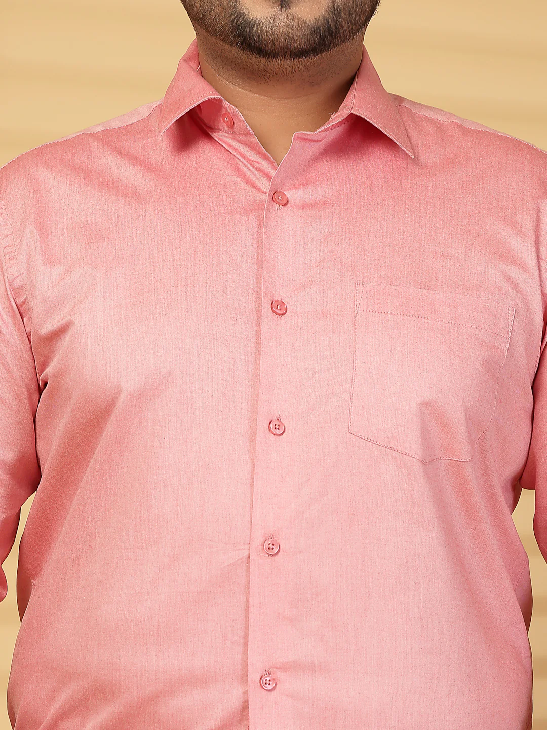 Plus Size Men Pink Formal Shirt - Image 6