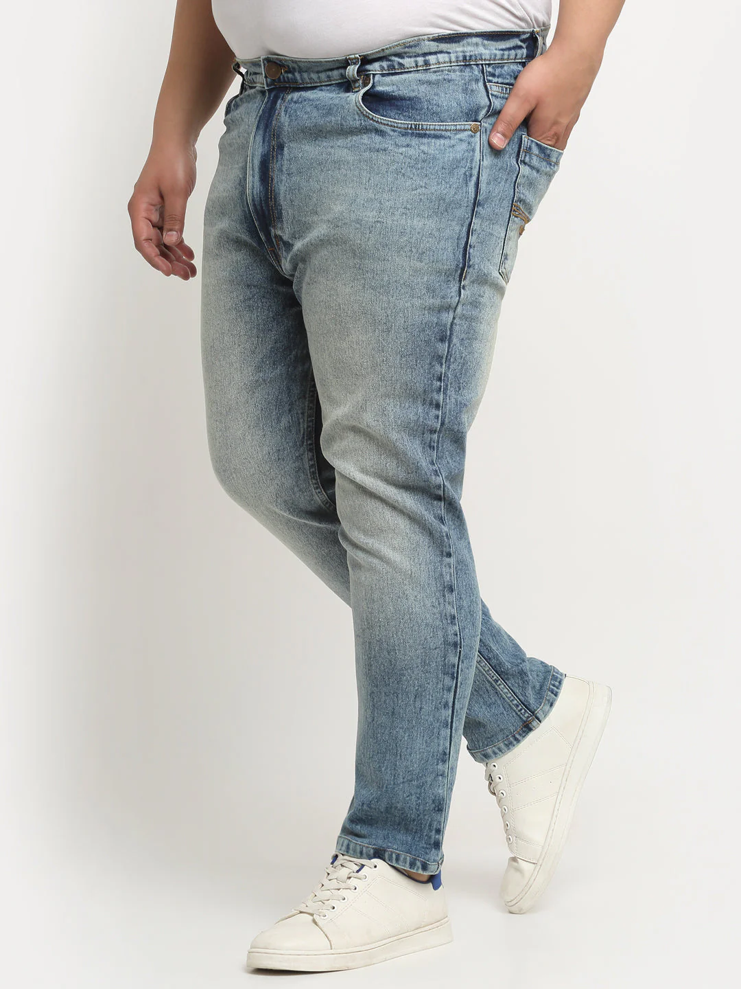 Plus Size Men  Comfort Regular-Fit Heavy Fade Stretchable Cotton Jeans - Image 3