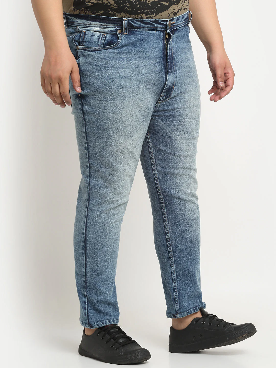 Plus Size Men  Comfort Regular-Fit Heavy Fade Stretchable Cotton Jeans - Image 3