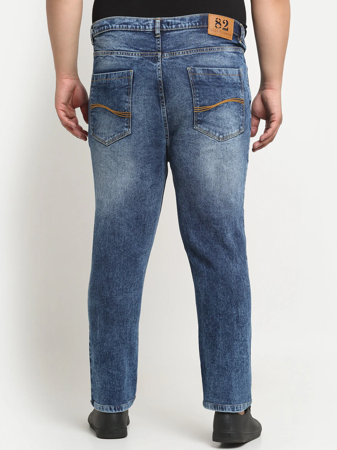Plus Size Men Comfort Regular-Fit Heavy Fade Stretchable Cotton Jeans - Image 4