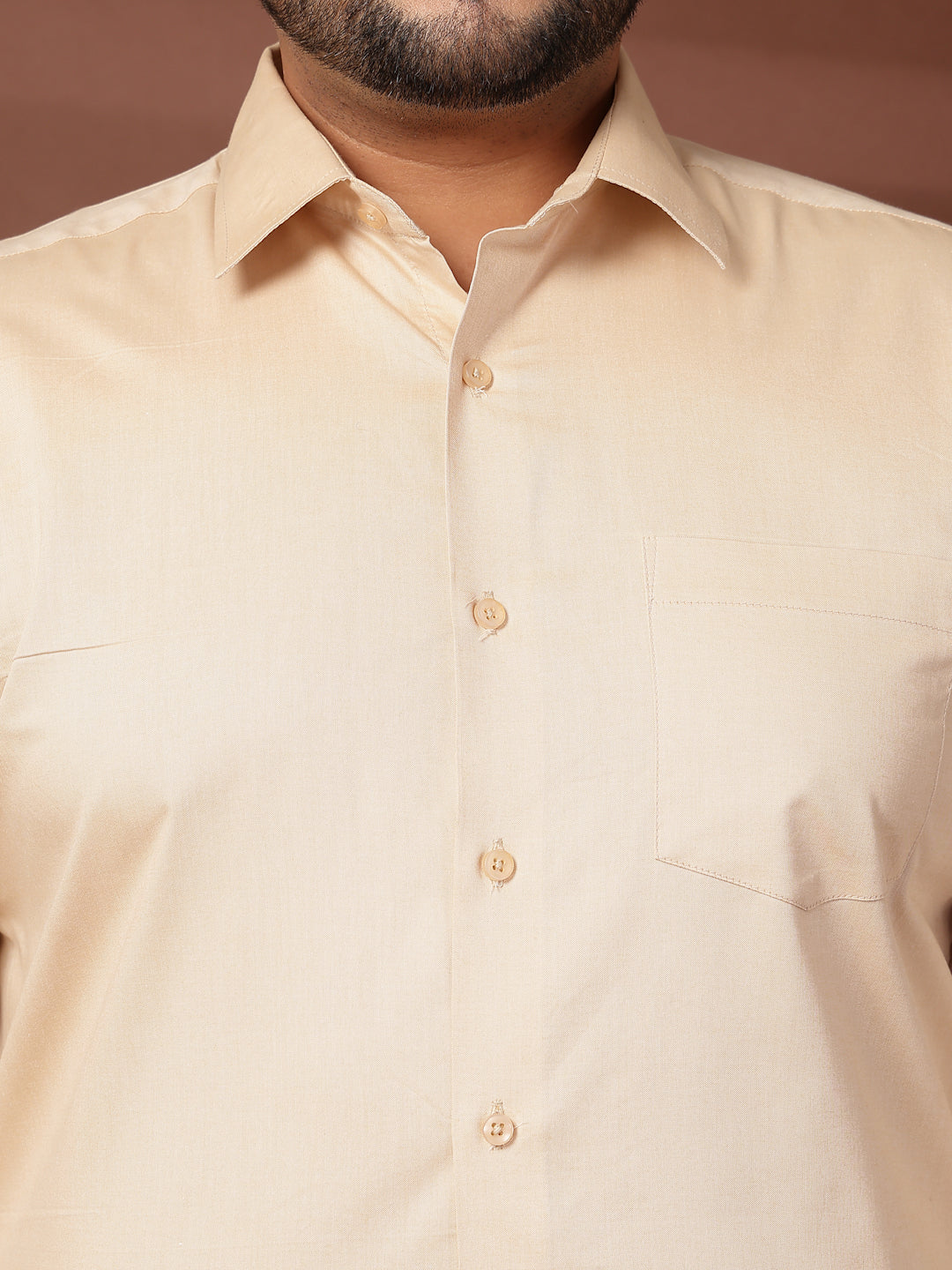 Plus Size Men  Oversized Fit Spread Collar Solid Cotton Formal Shirt - Image 4