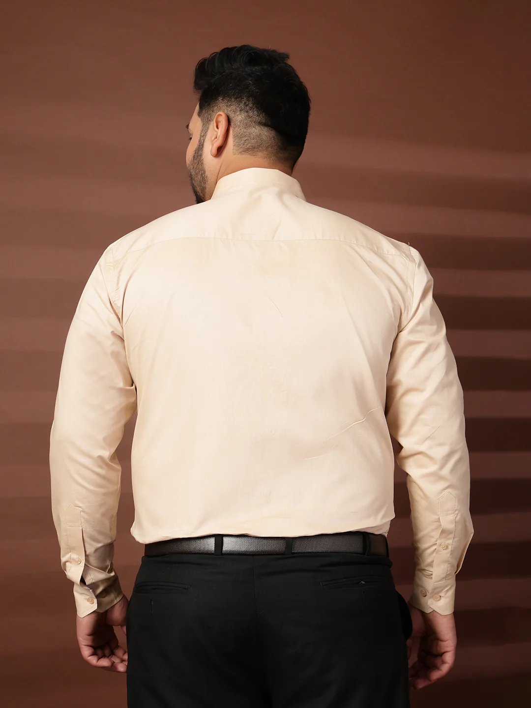 Plus Size Men  Oversized Fit Spread Collar Solid Cotton Formal Shirt - Image 8