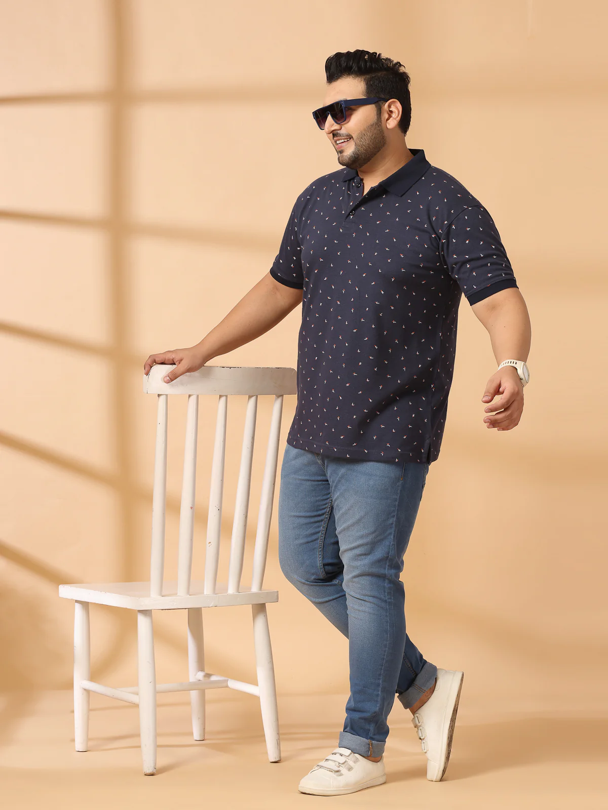 Plus Size Men Polka Dot Printed Polo Collar T-shirt - Image 6