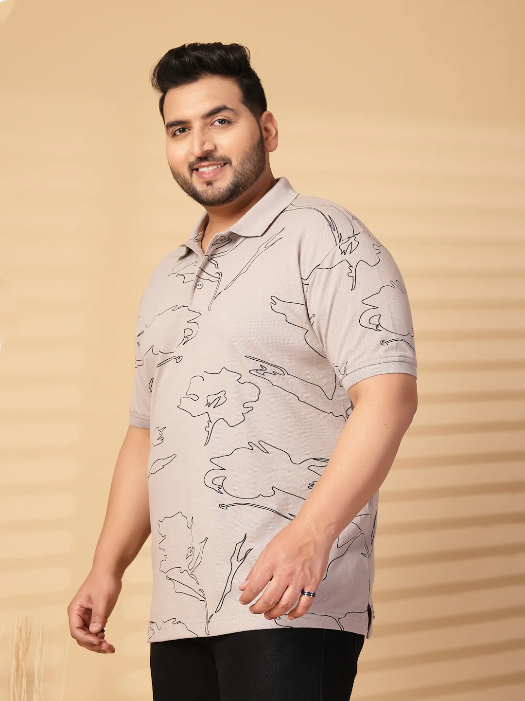 Plus Size Men Printed Polo Collar T-shirt - Image 3