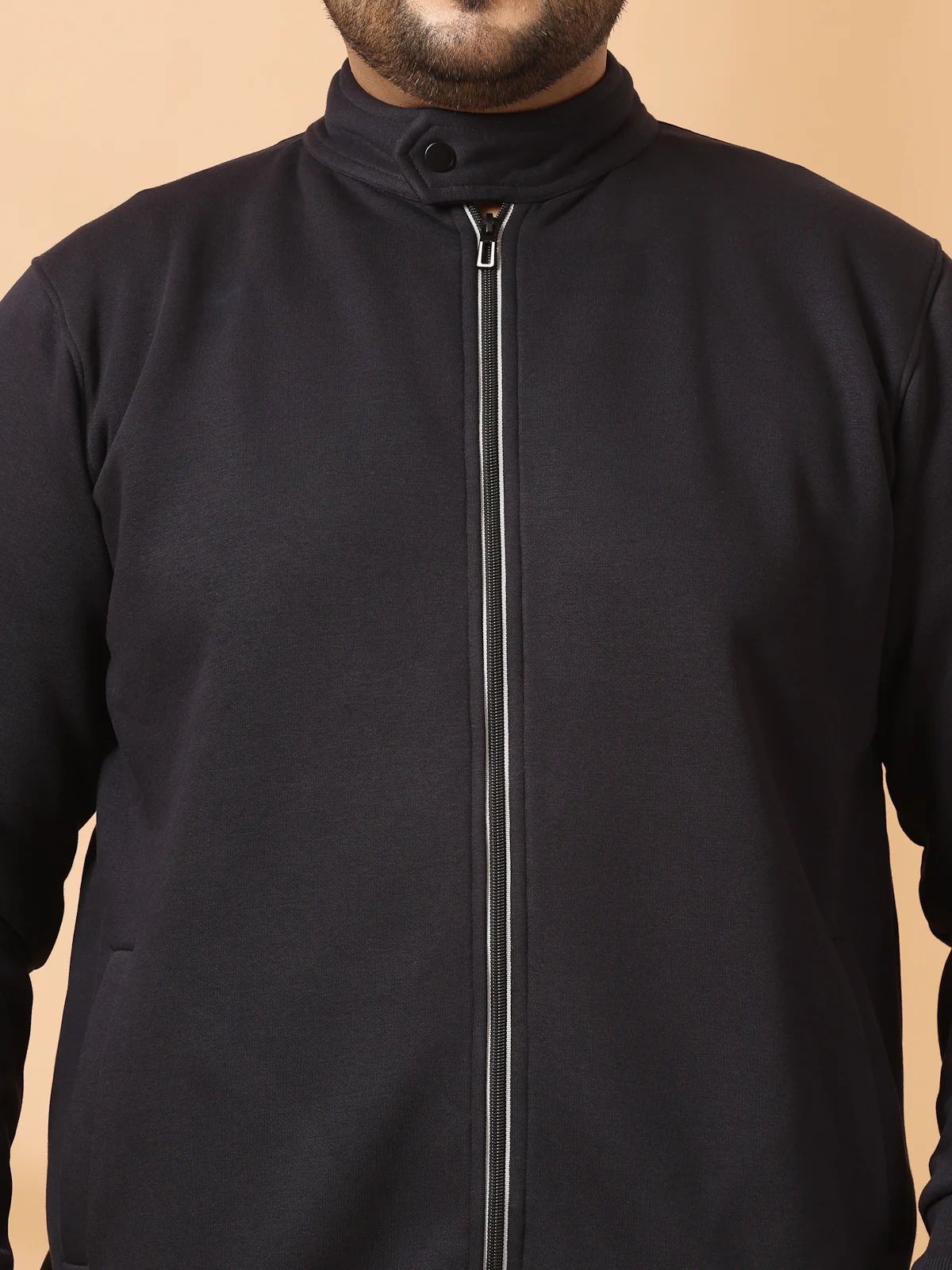Plus Size Men Solid Cotton Front-Open Sweatshirt - Image 6