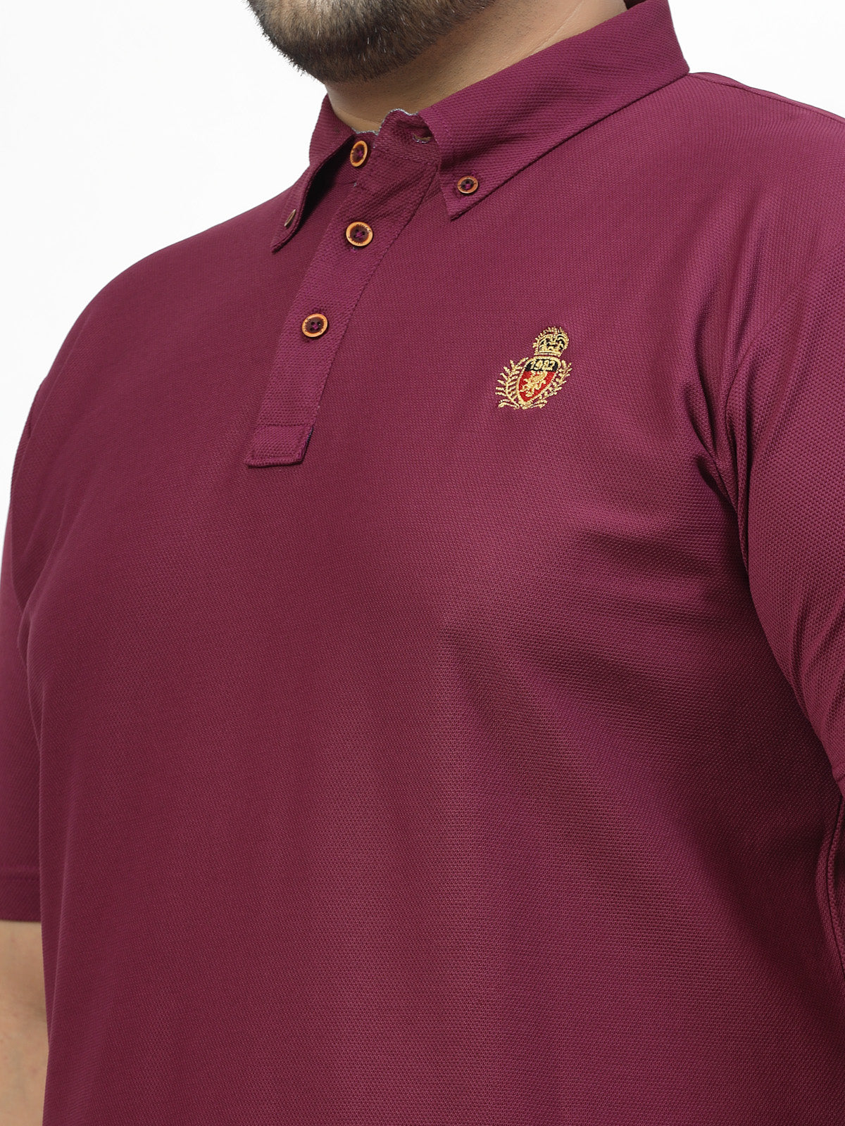 Plus Size Men Solid Cotton Mandarin Collar Oversize T-shirt - Image 4