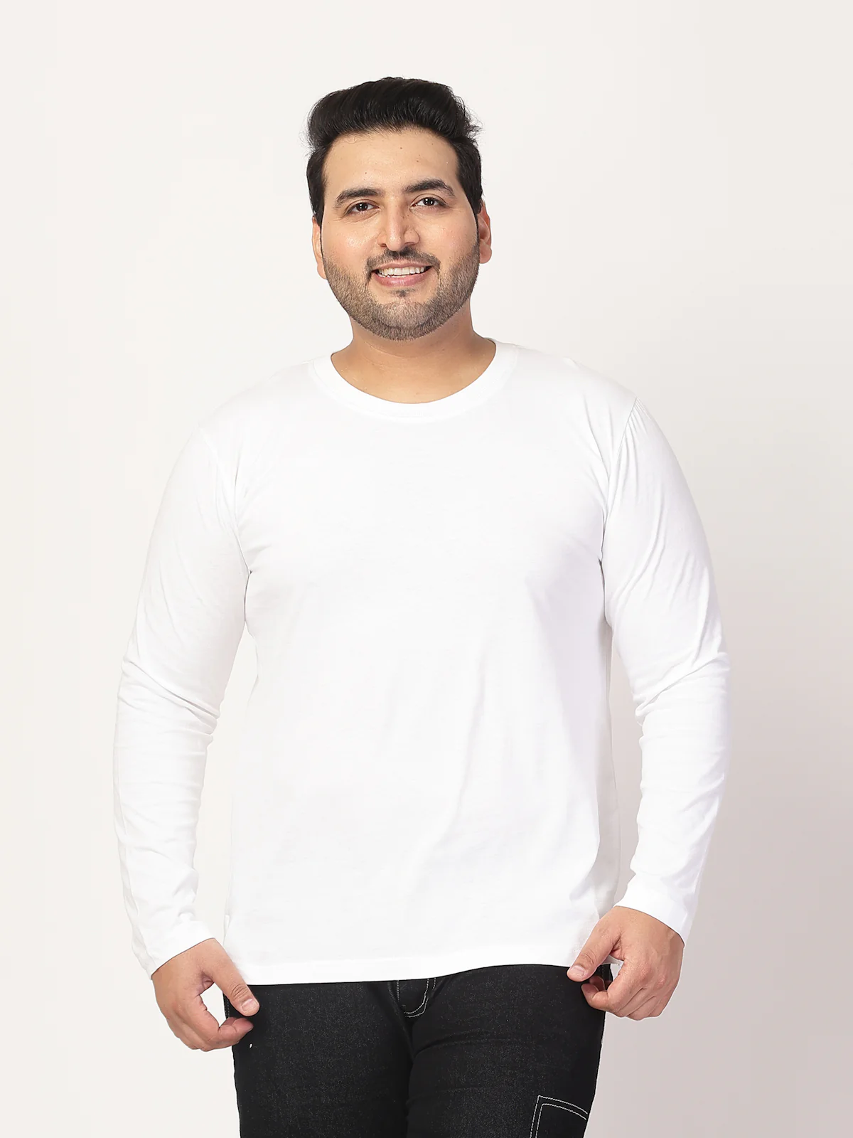 Plus Size Men Solid Round Neck Cotton T-shirt