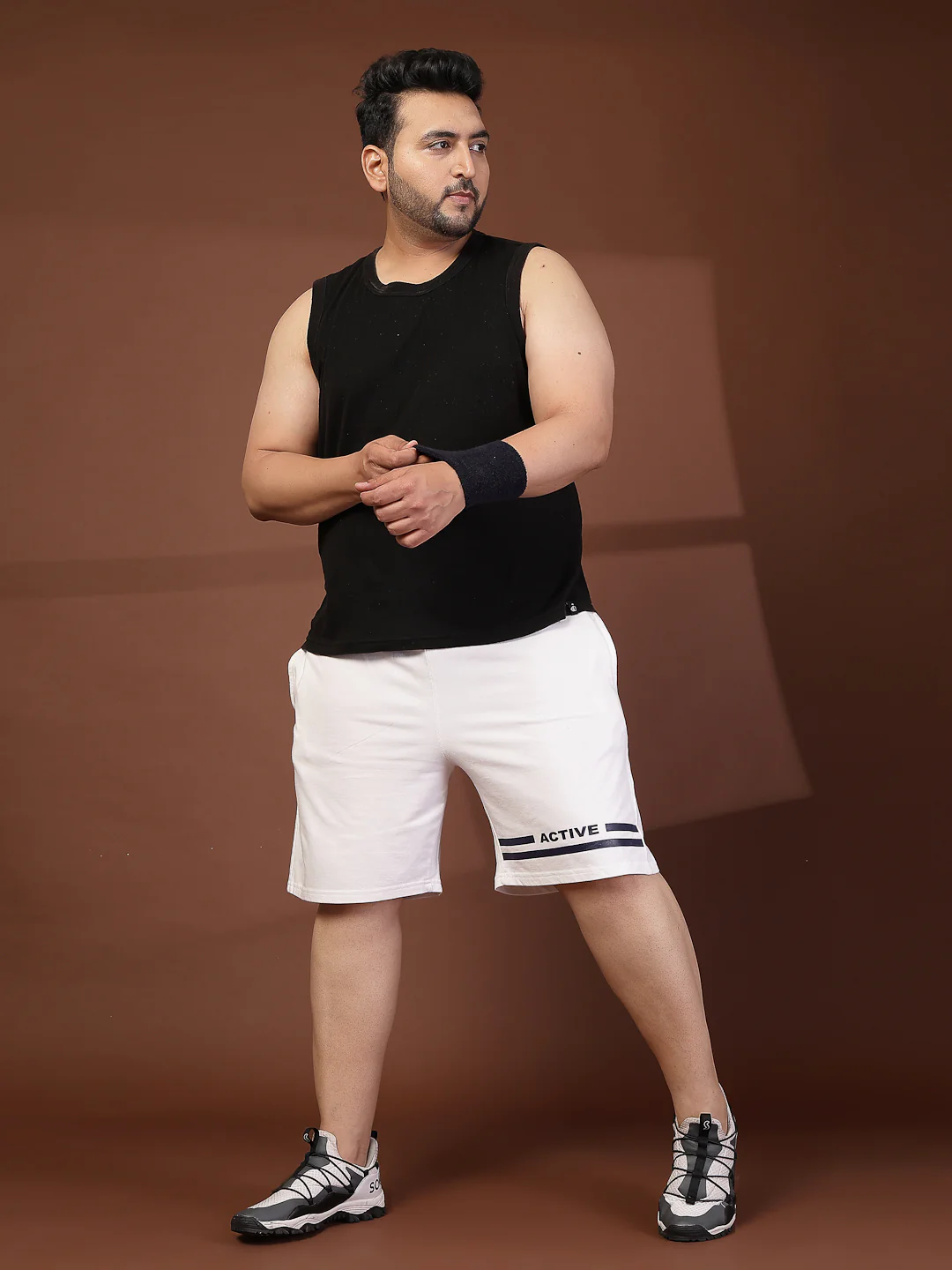 Plus Size Men Solid Sports Shorts - Image 2