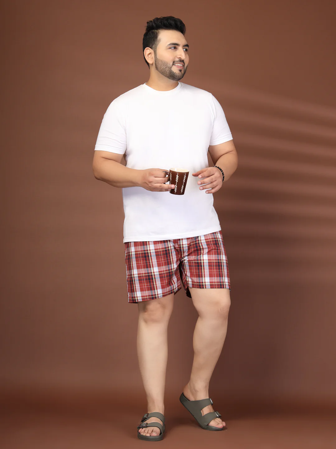 Plus Size Checked Cotton Mid-Rise Boxers - Image 3