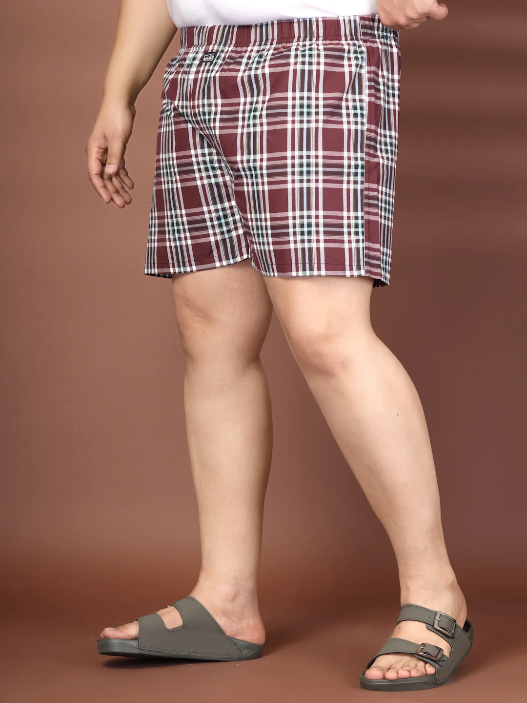 Plus Size Checked Cotton Mid-Rise Boxers - Image 6