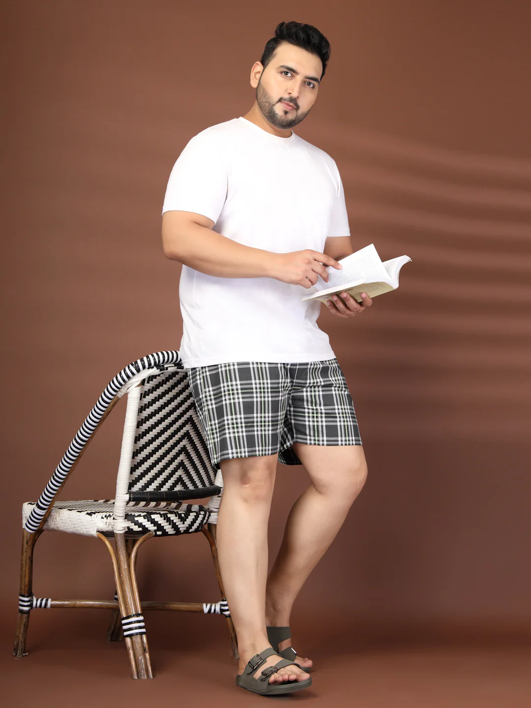 Plus Size Checked Cotton Mid-Rise Boxers - Image 3