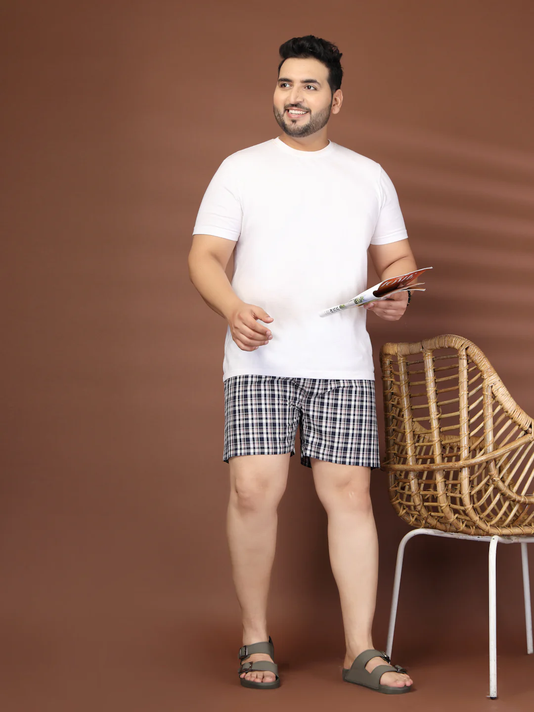Plus Size Checked Cotton Mid-Rise Boxers - Image 6