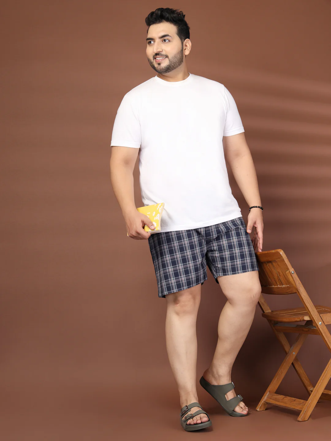 Plus Size Checked Cotton Mid-Rise Boxers - Image 3