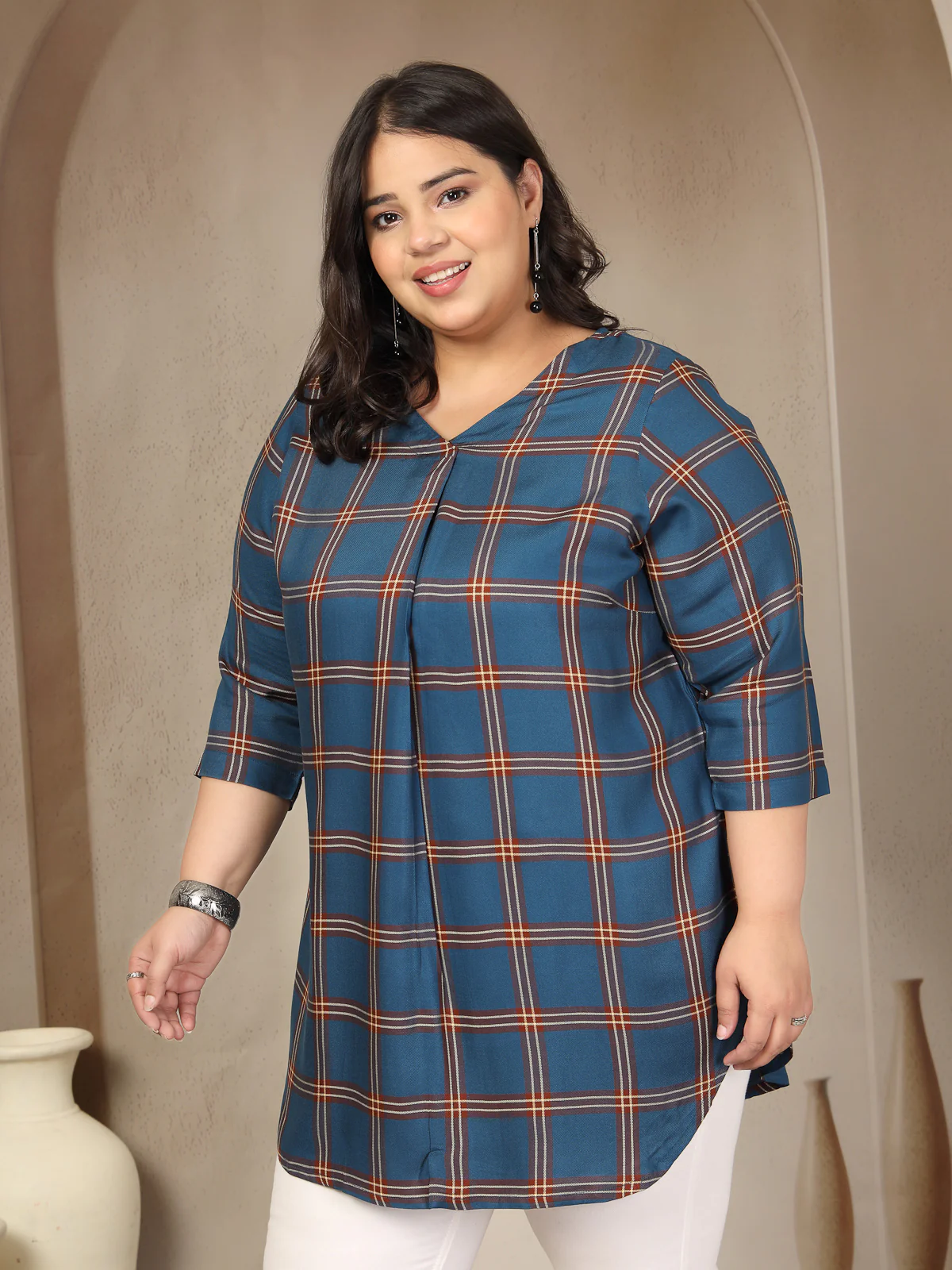 Plus Size Checked Top - Image 5