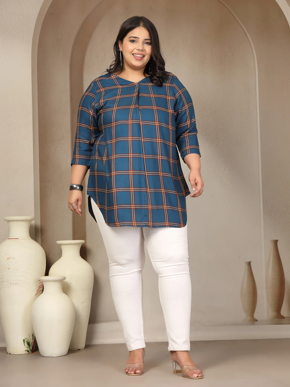 Plus Size Checked Top - Image 7