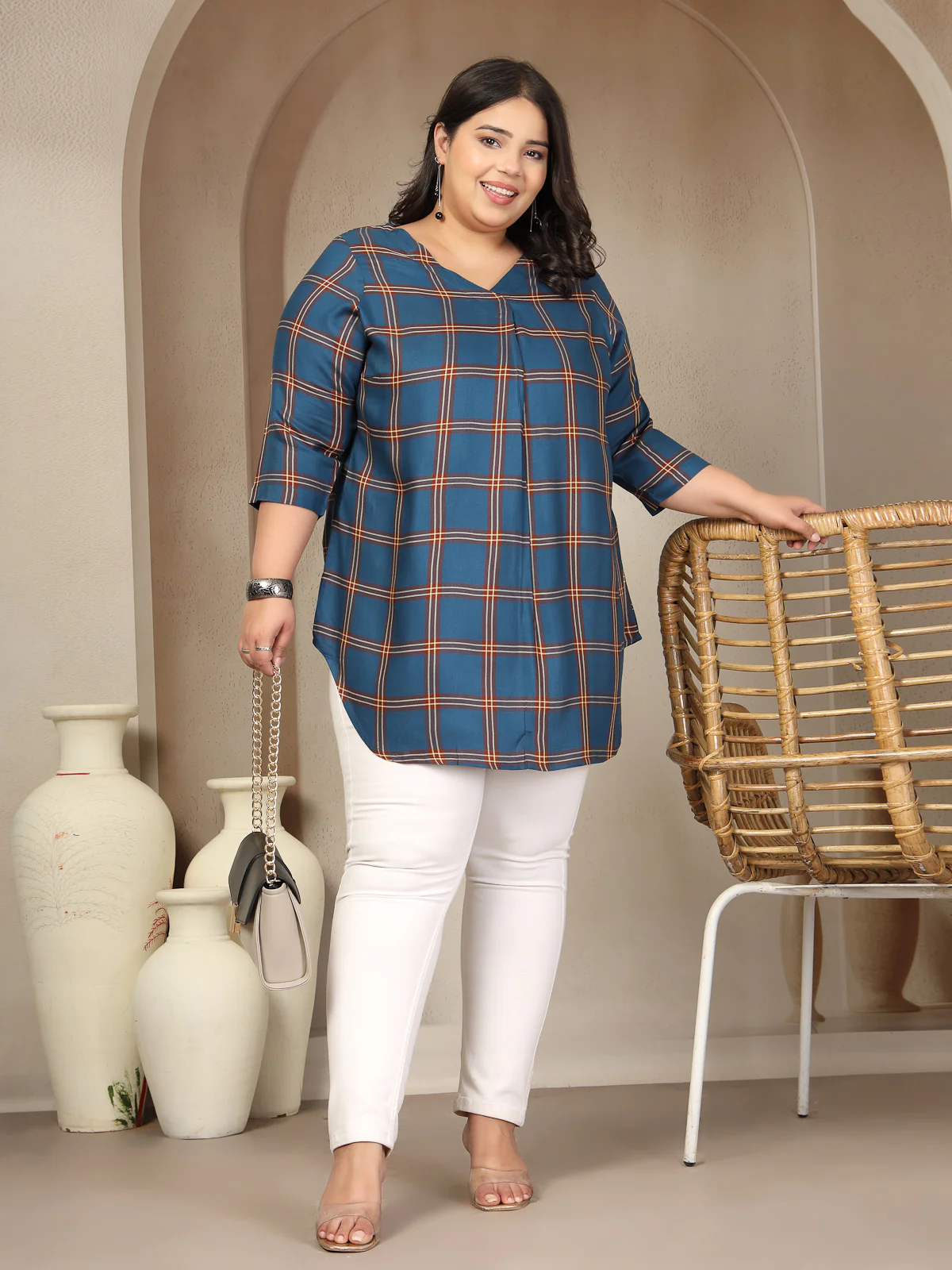 Plus Size Checked Top - Image 8