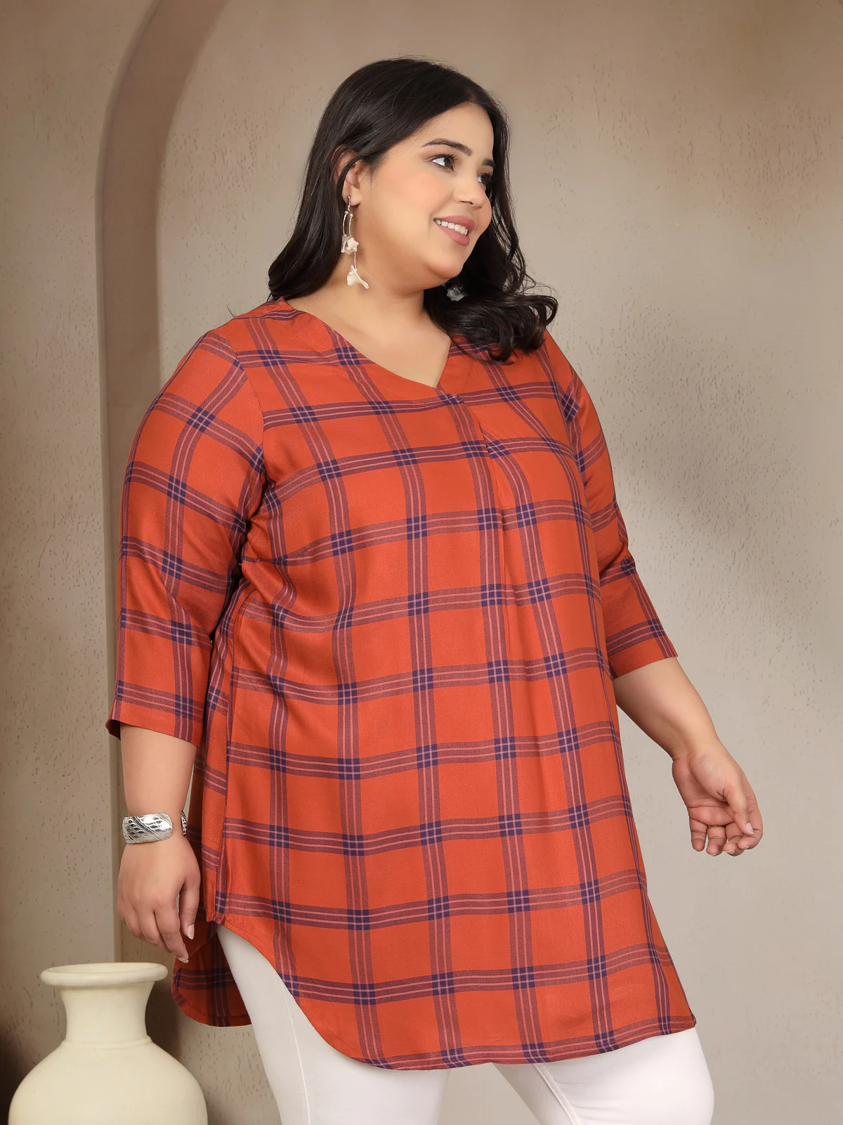 Plus Size Checked Top - Image 3