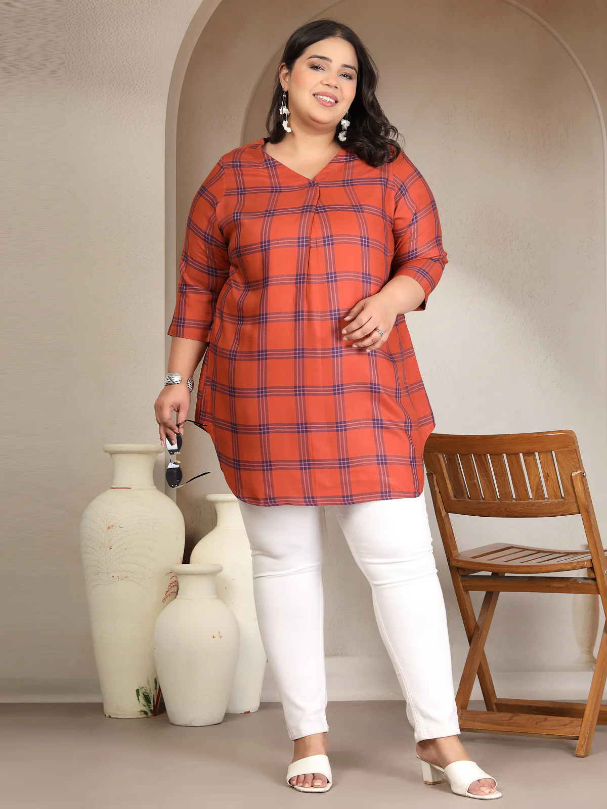 Plus Size Checked Top - Image 7